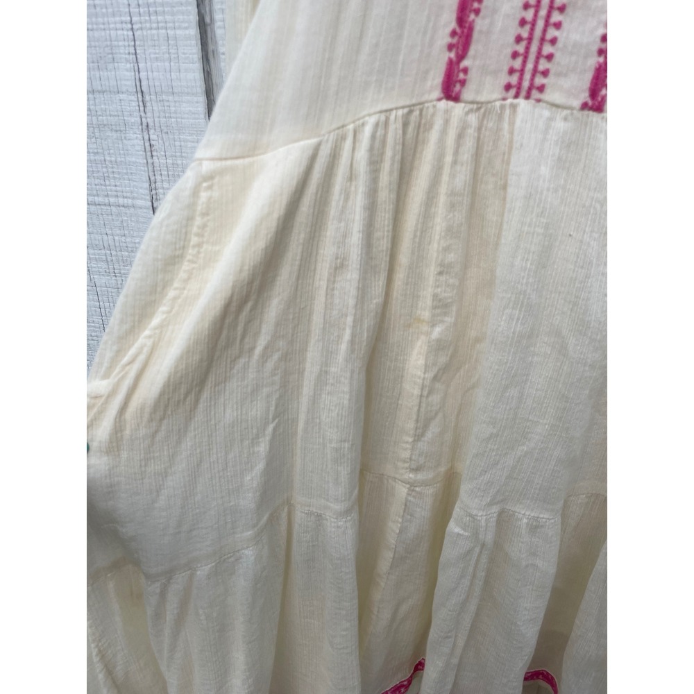 Free People Embroidered Midi Dress Bohemian peasant prairie Long Sleeve Size S - Picture 2 of 4